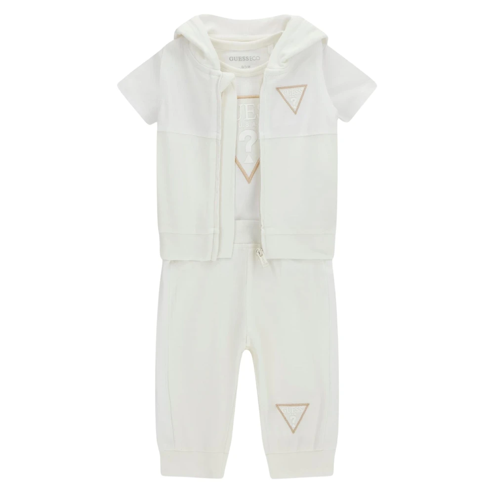 Guess Unisex Kids White Kids Sets, 3 M, Baby 3 Piece Bodysuit Set