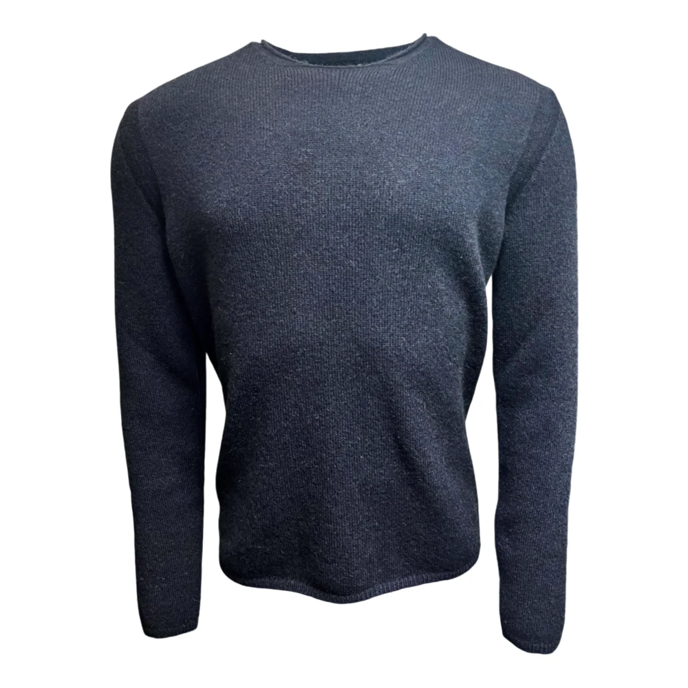 Roberto Collina Navy Merino Baby-Kamel Rollkante Sweater Blue, Herr