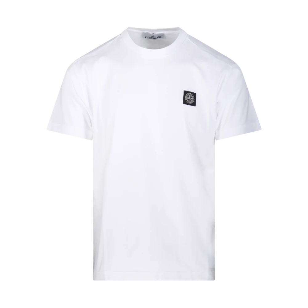 Stone Island Men's White T-Shirts, 2XL, Short Sleeve T-Shirt