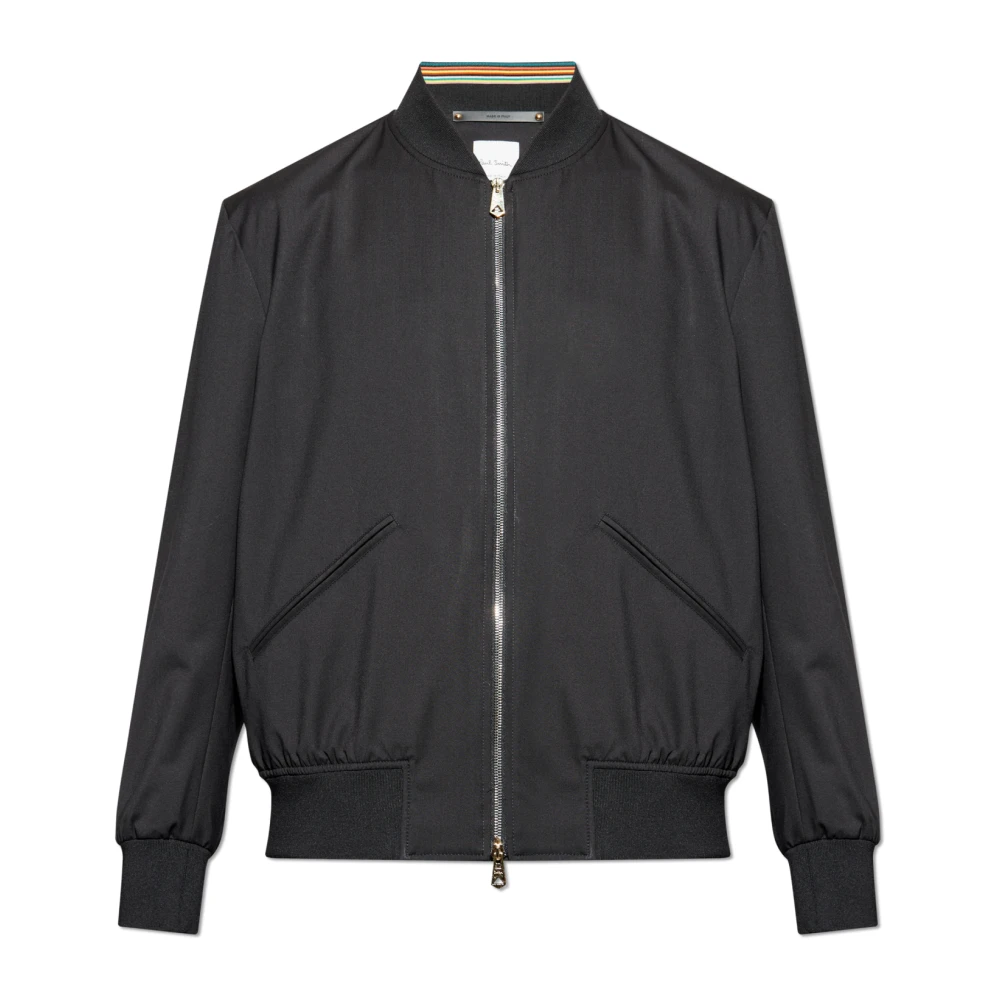 Paul Smith Mannelijk Zwart Storm System Wool Bomber Jacket