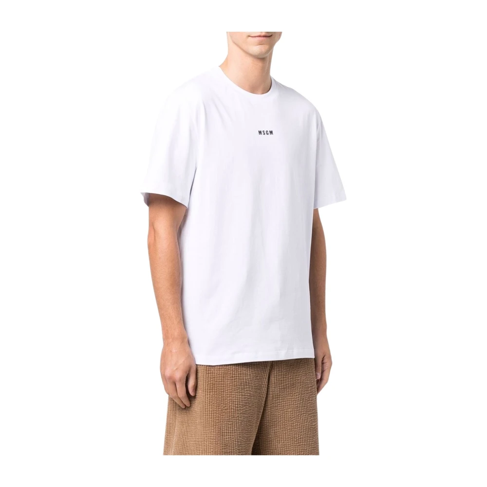 Msgm Oversized Wit Katoenen T-shirt met Logo Print White Heren