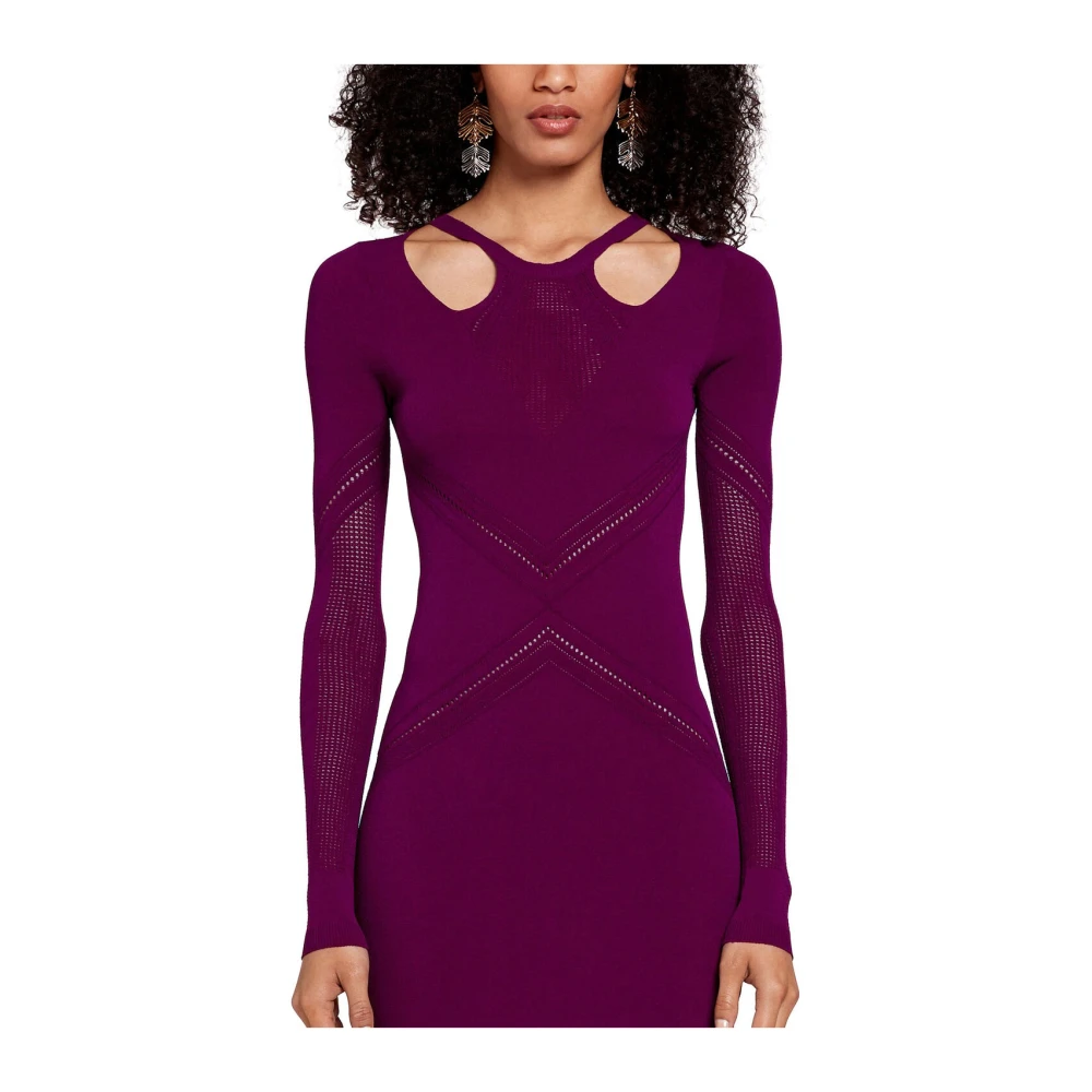 Roberto Cavalli Gehaakte Mini Jurk met Uitsnede Purple Dames