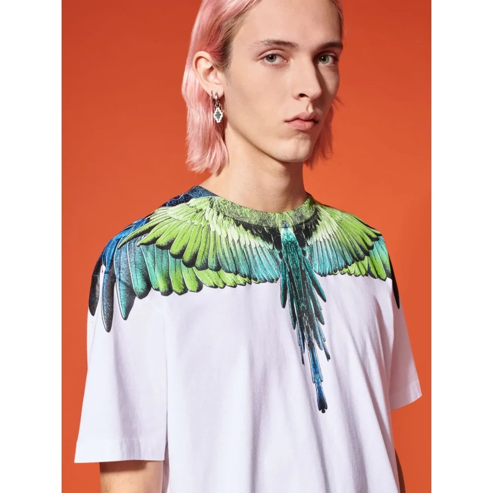 Marcelo Burlon Icon Wings T-shirt Wit Lichtgroen Multicolor Heren