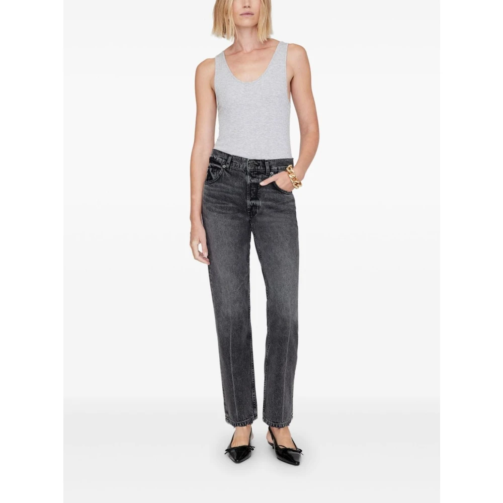 Anine Bing Kate High Rise Straight Leg Jeans Gray Dames