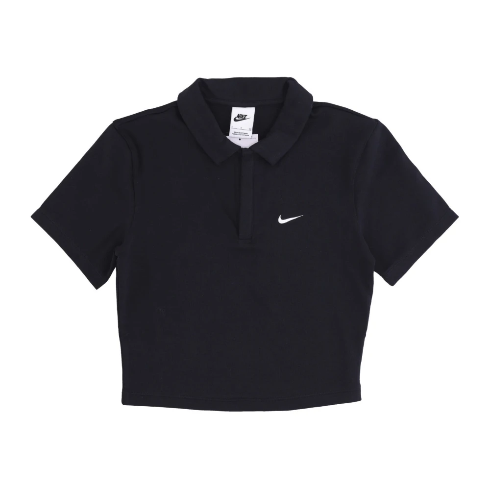 Nike Svart Kortärmad Polo Crop Top