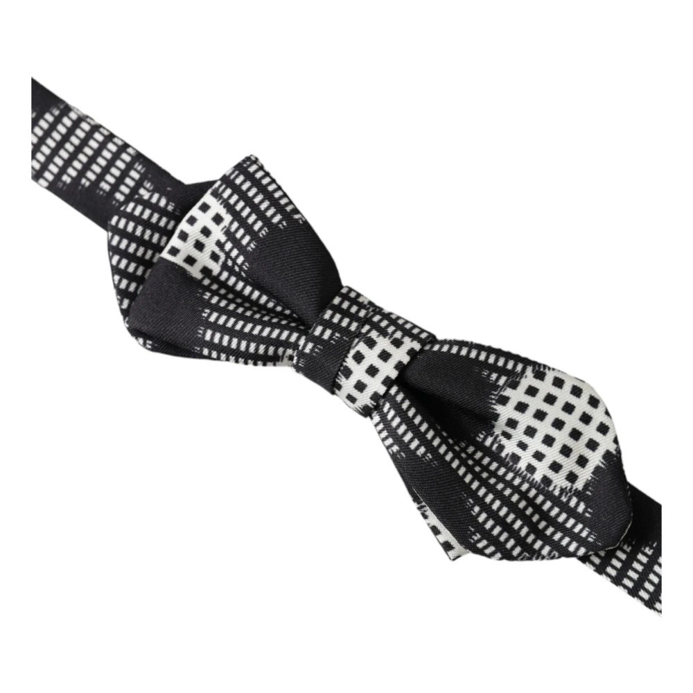 Dolce & Gabbana Multicolor Zijde Polka Dot Verstelbare Nek Heren Vlinderdas Black Heren