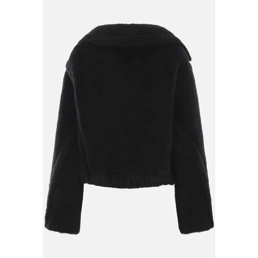 Max Mara Zwarte Teddy Cropped Jas Black Dames