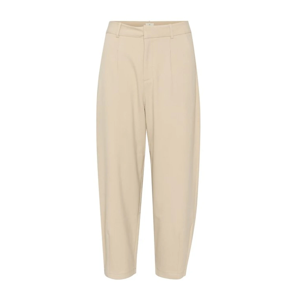 Kaffe Women's Gray Feather High Waist Cropped Trousers - Tapered Trousers - Xl - Trousers