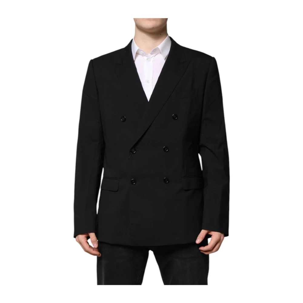 Dolce & Gabbana Men's Black Blazers, 2XL, Double Breasted Suit Jacket