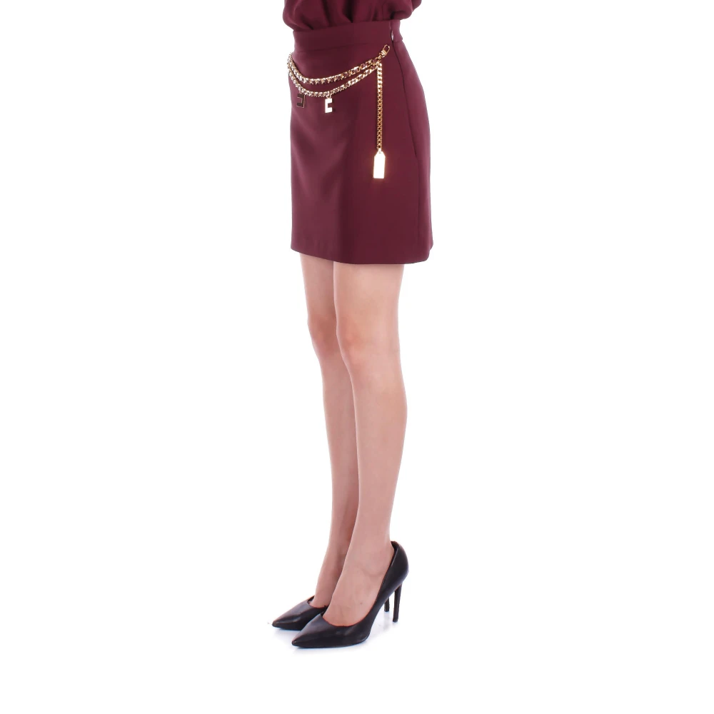 Elisabetta Franchi Bordeaux Rok met Ritssluiting Red Dames