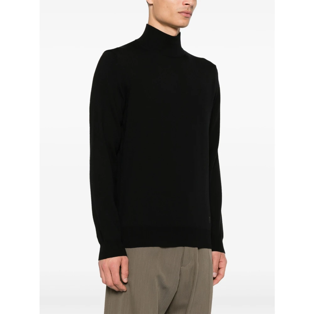 Corneliani Wollen Rollneck Sweater Black Heren