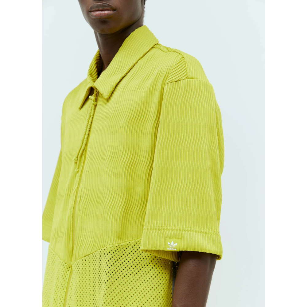 Adidas Zip-Up Shirt met Micro-Strik Plooien Green Heren