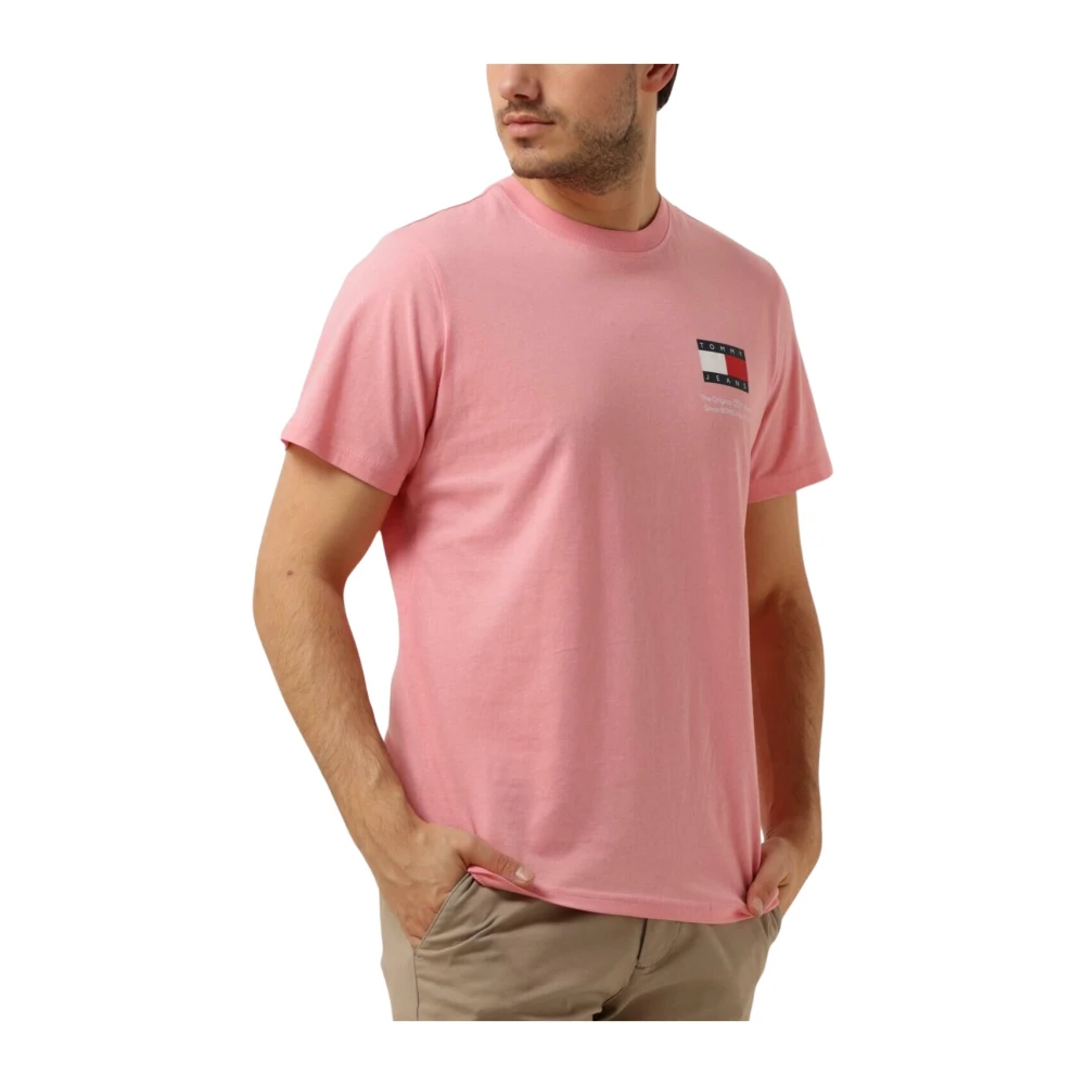 Tommy Jeans Heren Polo & T-shirts Slim Essential Flag Tee Pink Heren