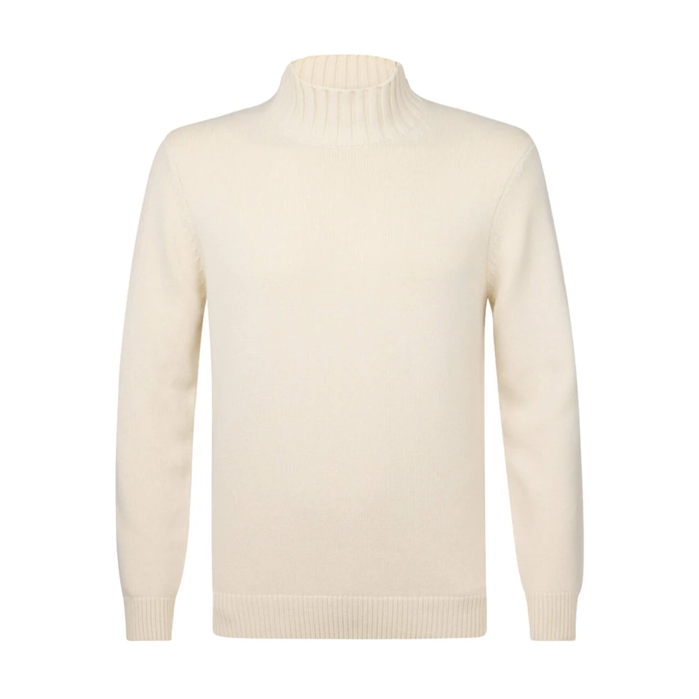 Profuomo Mock Neck Off White Pullover Beige Heren
