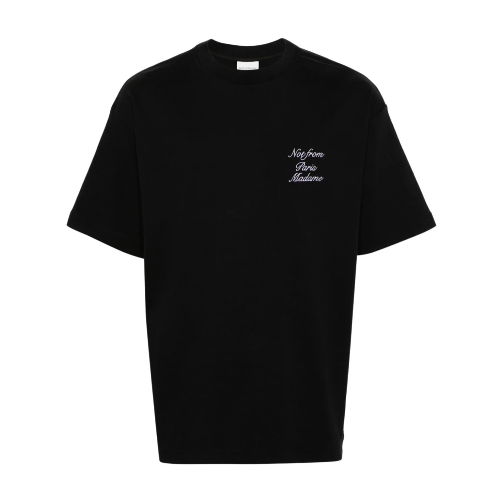 Drole de Monsieur Zwarte T-shirts en Polos met Geborduurd Logo Black Heren