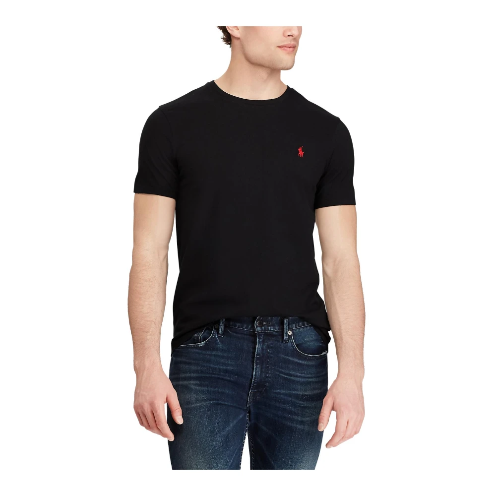 Ralph Lauren Zwarte Custom Slim Jersey Crewneck T-Shirt Black Heren