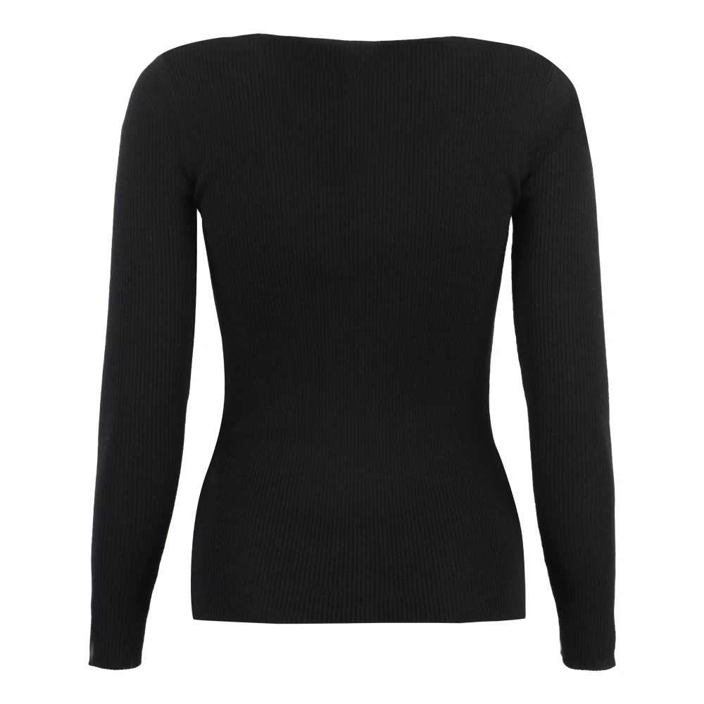 P.a.r.o.s.h. Geribbelde gebreide top met uitsnijding aan de voorkant Black Dames