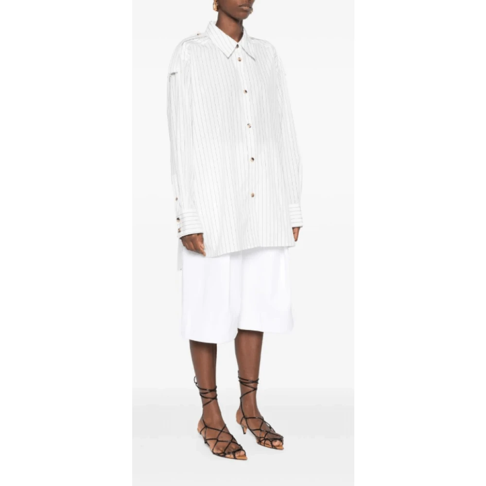 Khaite Verticaal Gestreepte Poplin Shirt White Dames