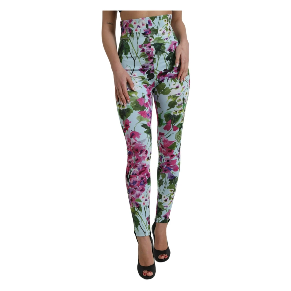 Dolce & Gabbana Bloemrijke Leggings met hoge taille Multicolor Dames