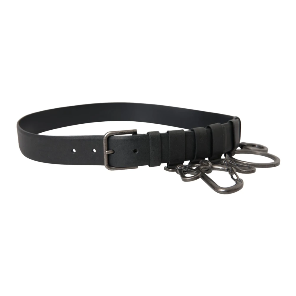 Dolce & Gabbana Zwart Leren Metalen Gesp Riem Black Heren