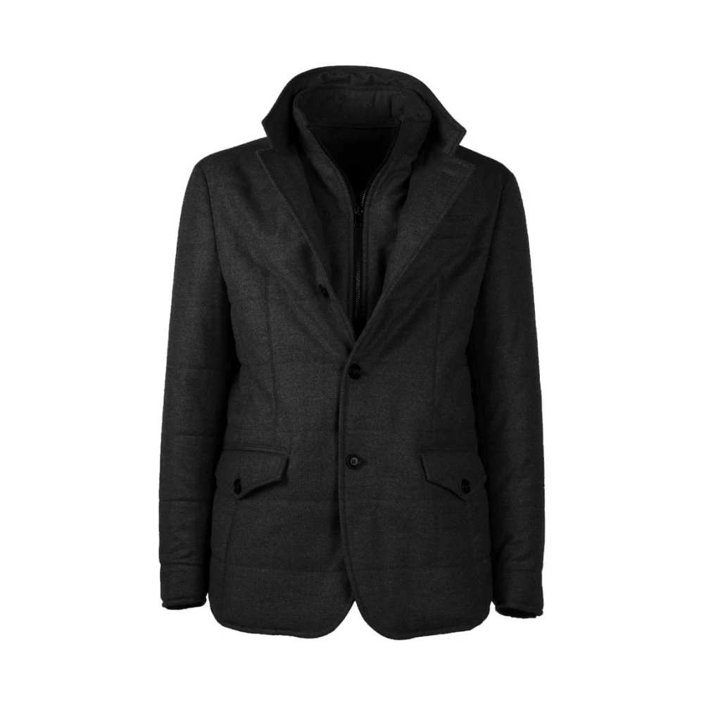 Made in Italia Italiaanse wollen en kasjmier herenjas met afneembare vest Black Heren