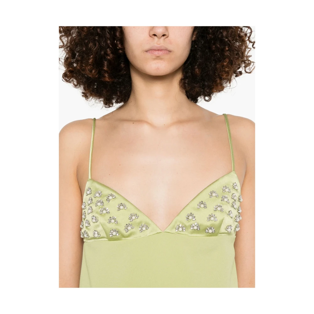 Blumarine Kristalversierde V-hals Jurk Green Dames