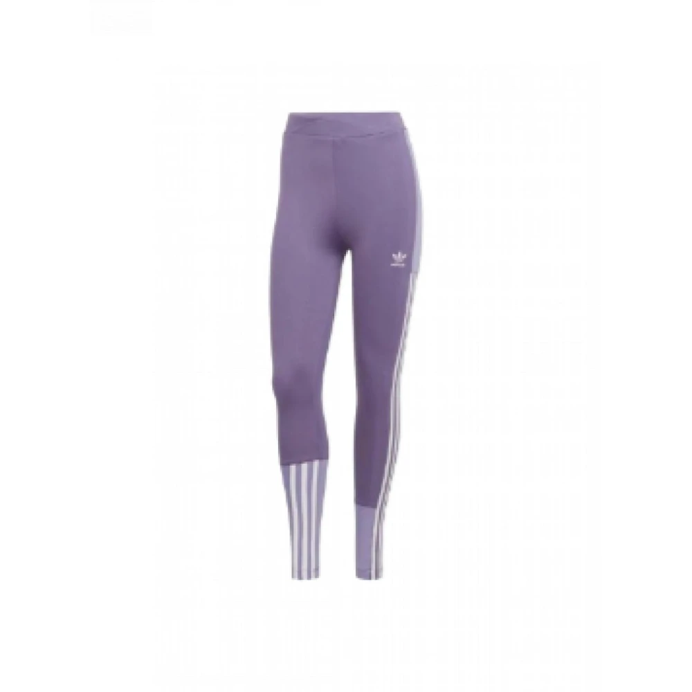 Adidas Originals Polyester Leggings med 3-Stripes Purple, Dam