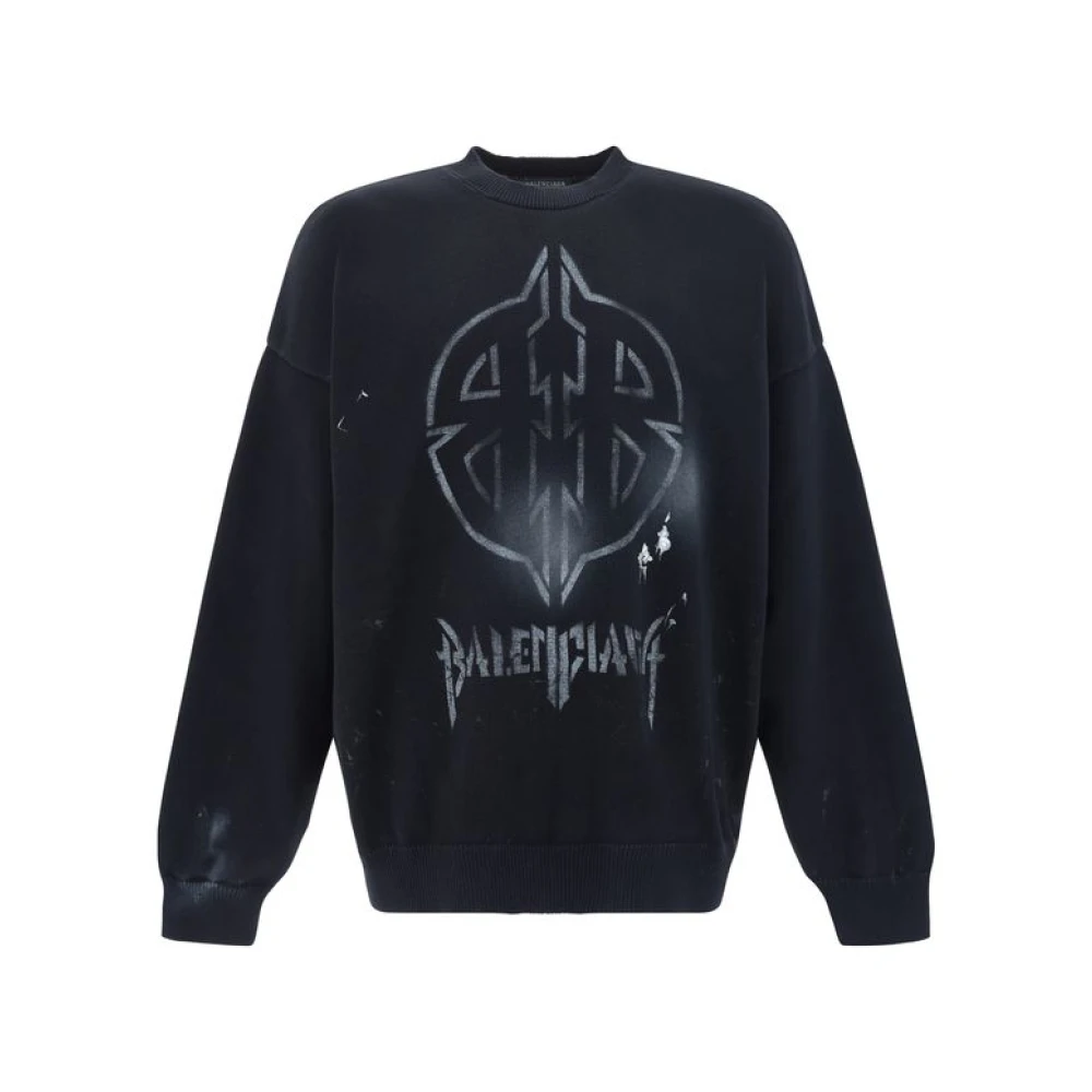 Balenciaga Katoenen sweatshirt met geribbelde details Black Heren