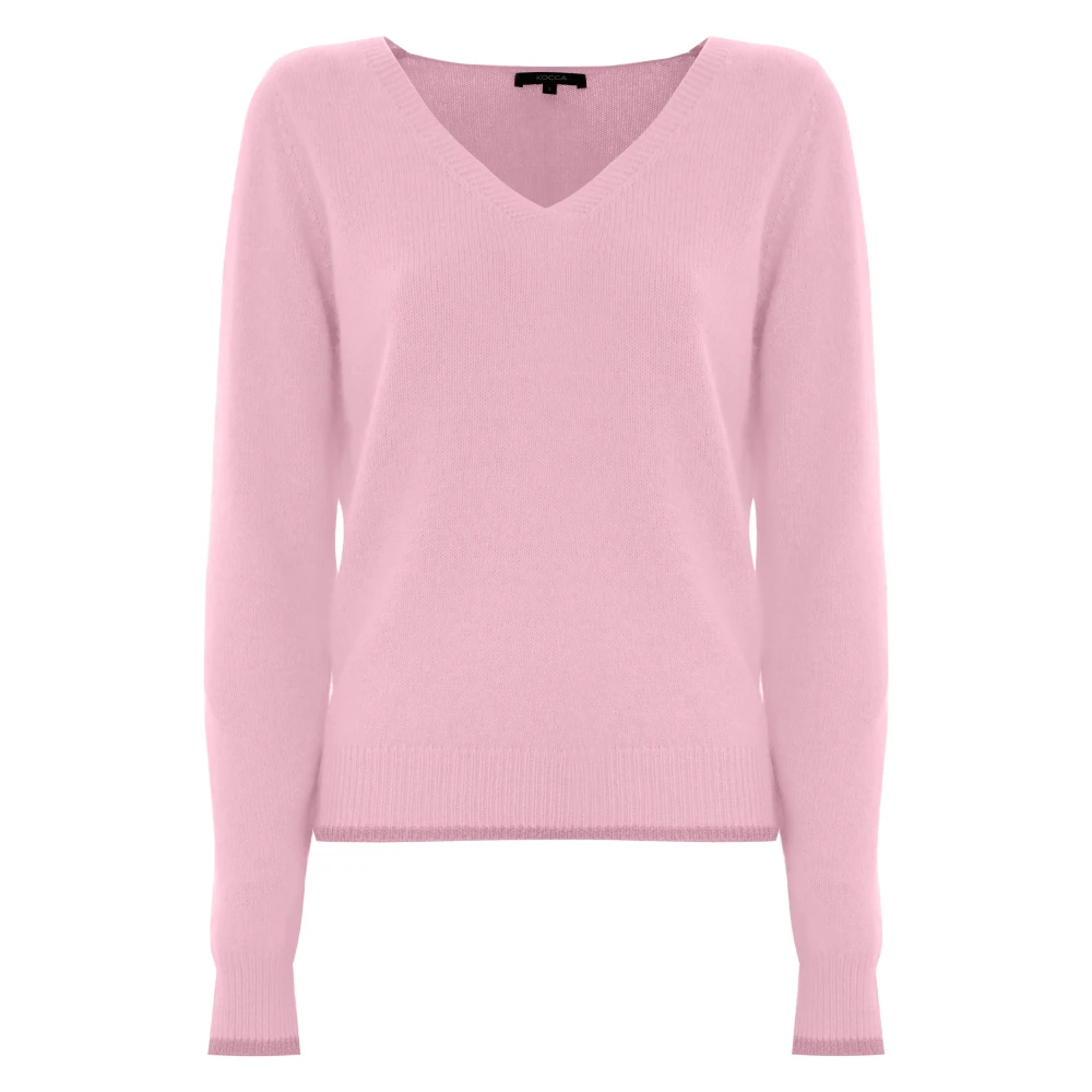 Kocca Angora Wol V-Hals Trui Pink Dames