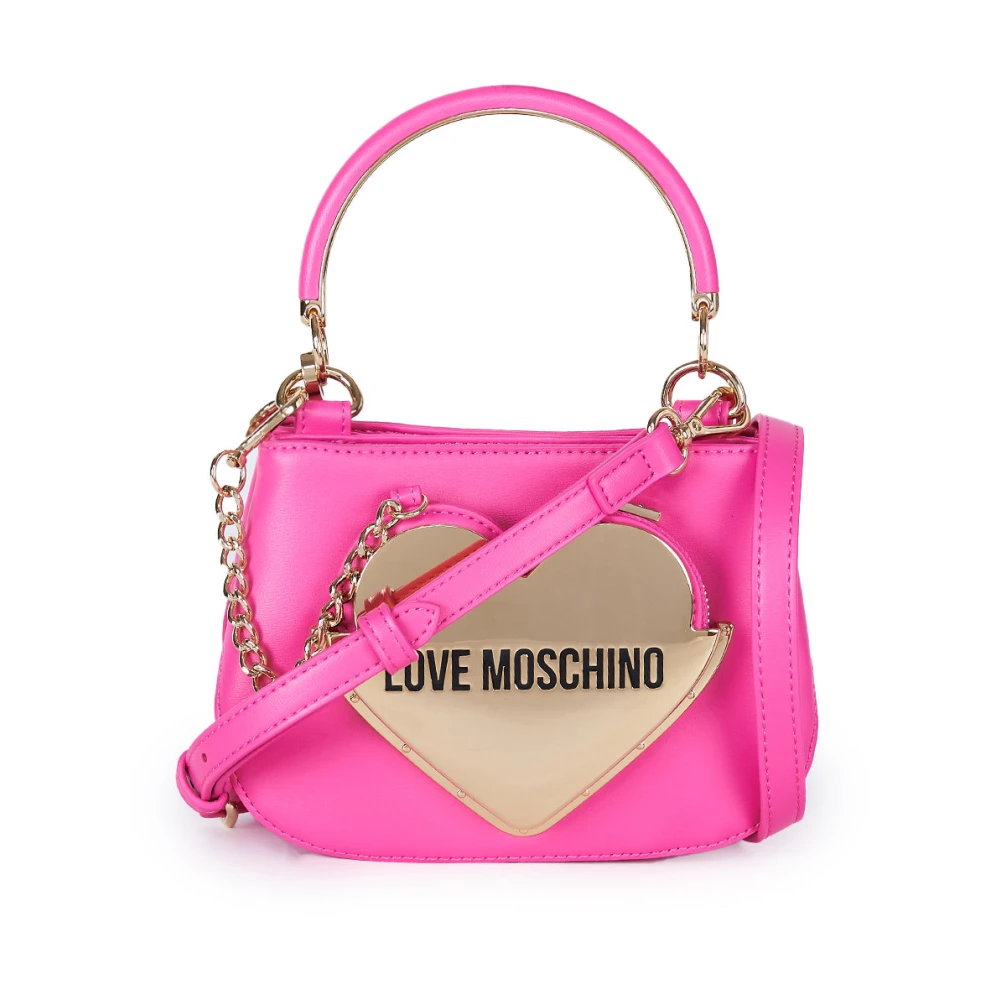 Love Moschino Fuchsia Hart Metalen Clutch Tas Pink Dames