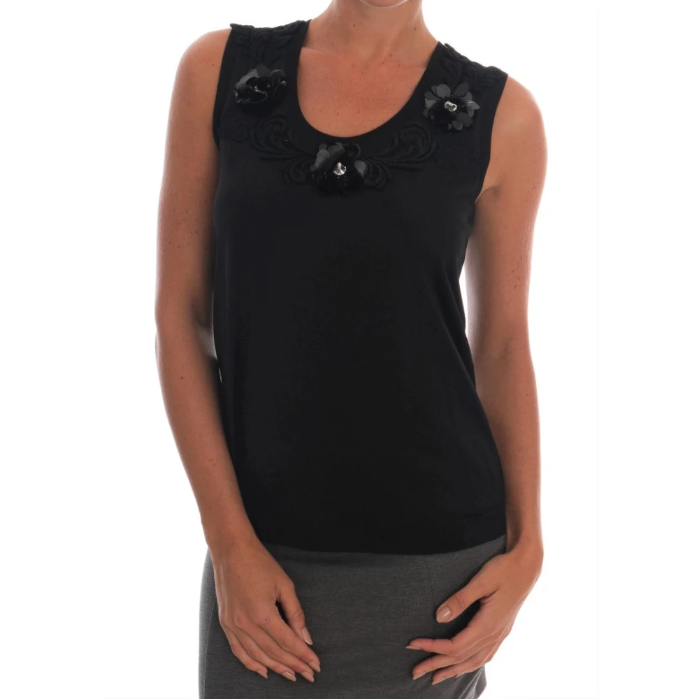 Dolce & Gabbana Women's Black Sleeveless Tops, S, Tank Cami Blouse