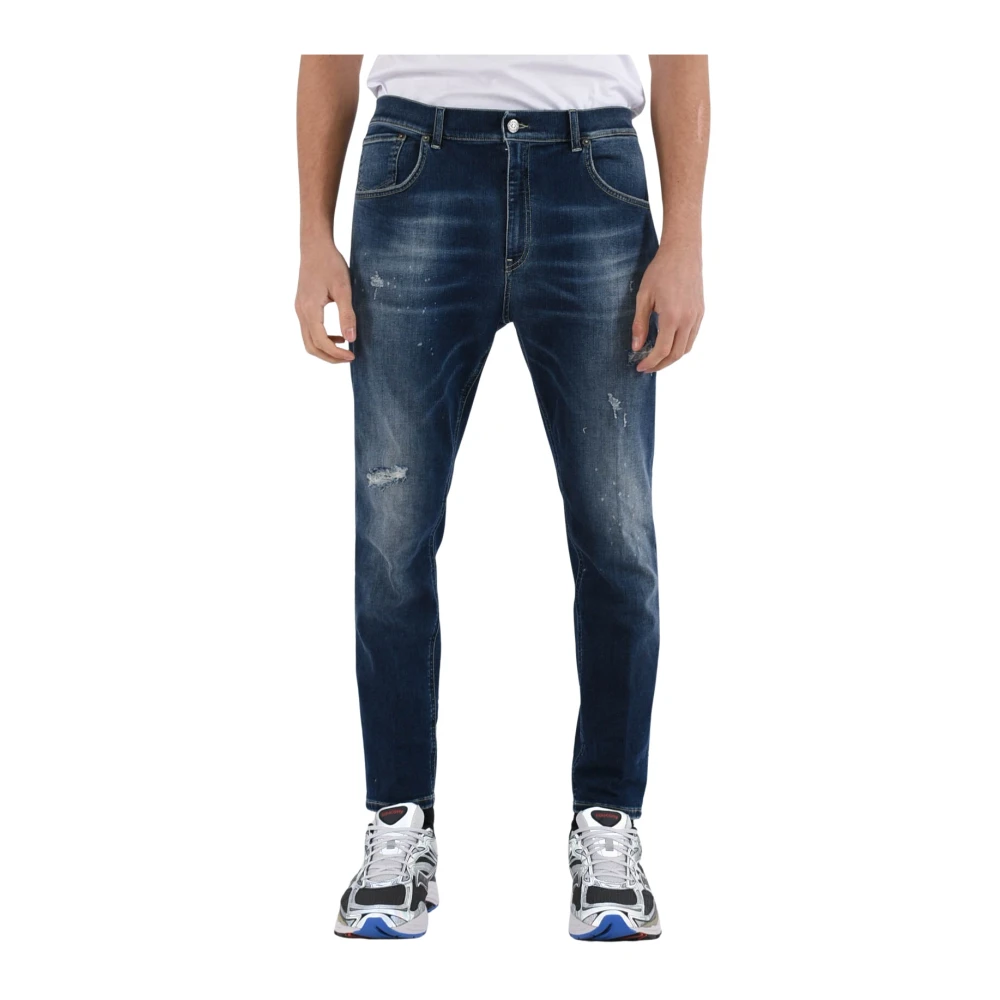 Dondup Super Skinny Jeans met Metalen Logo Blue Heren