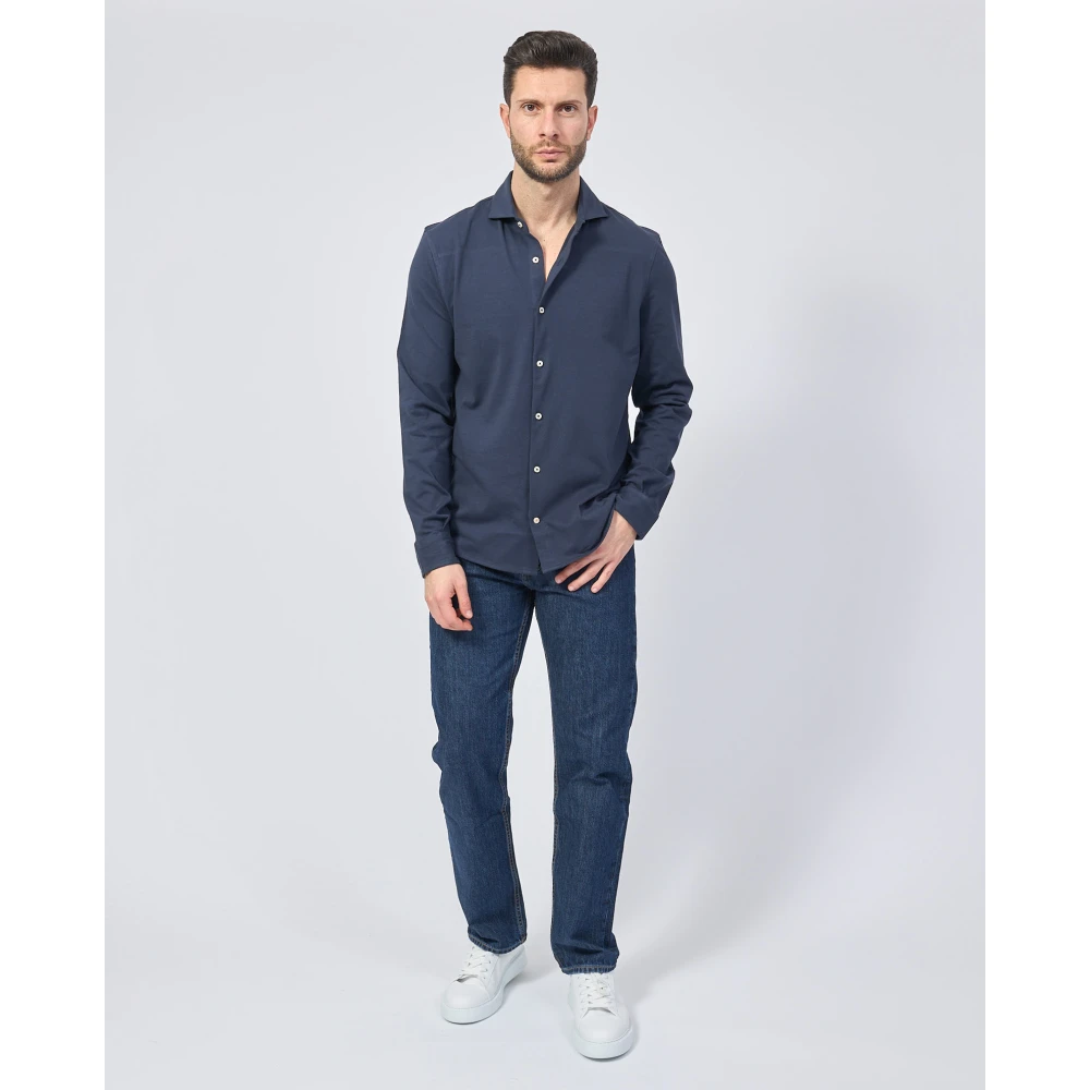 Ecoalf Blauw Klassiek Overhemd met Franse Naden Blue Heren