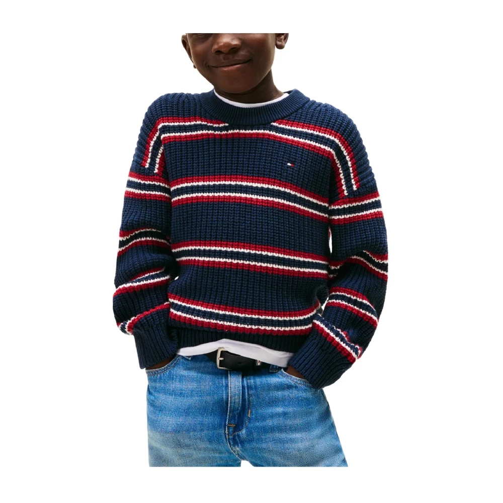 Tommy Hilfiger Boys Multicolor Kids Knitwear, 14 Y, Striped Half Cardigan For