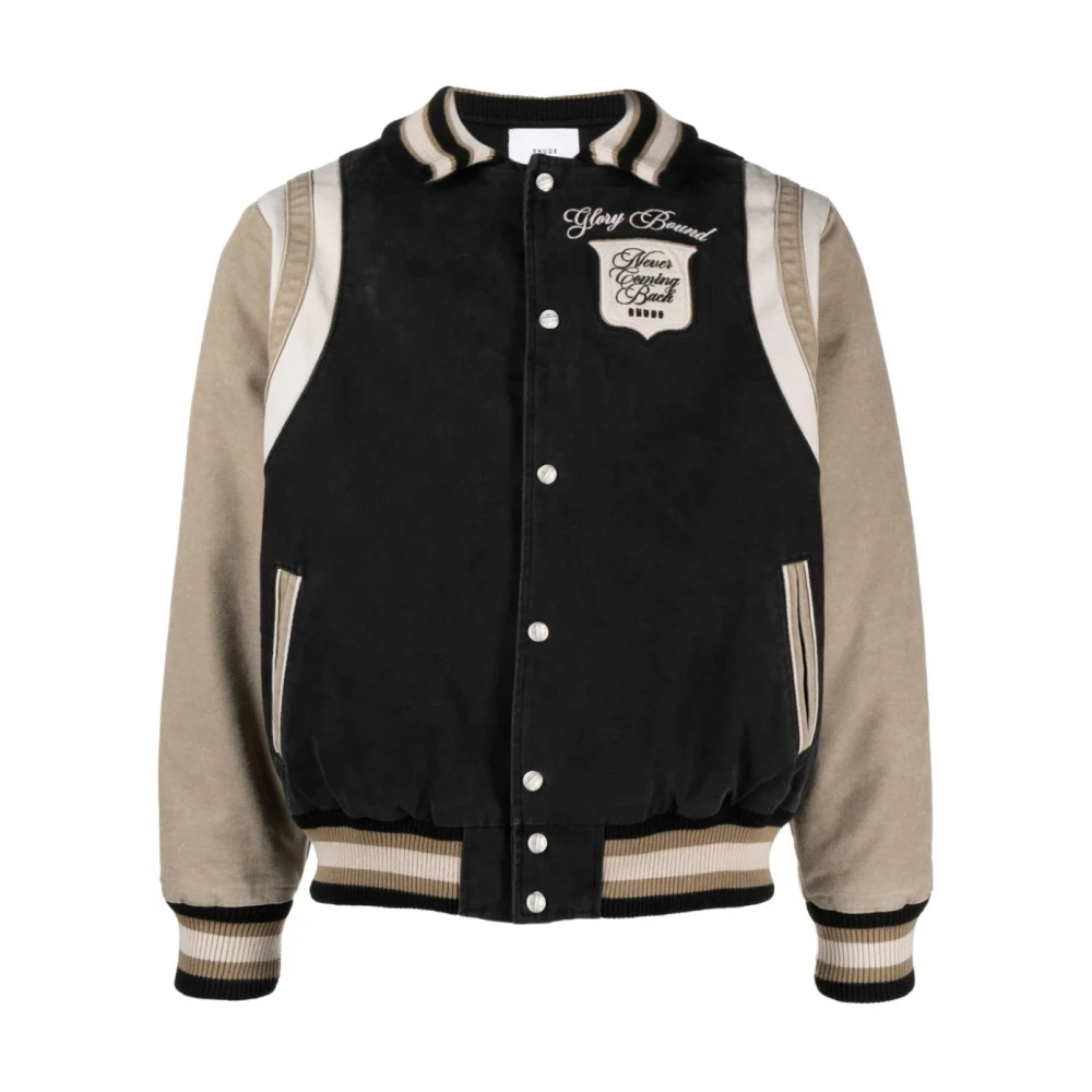 Rhude Canvas Varsity Jacket Black, Herr