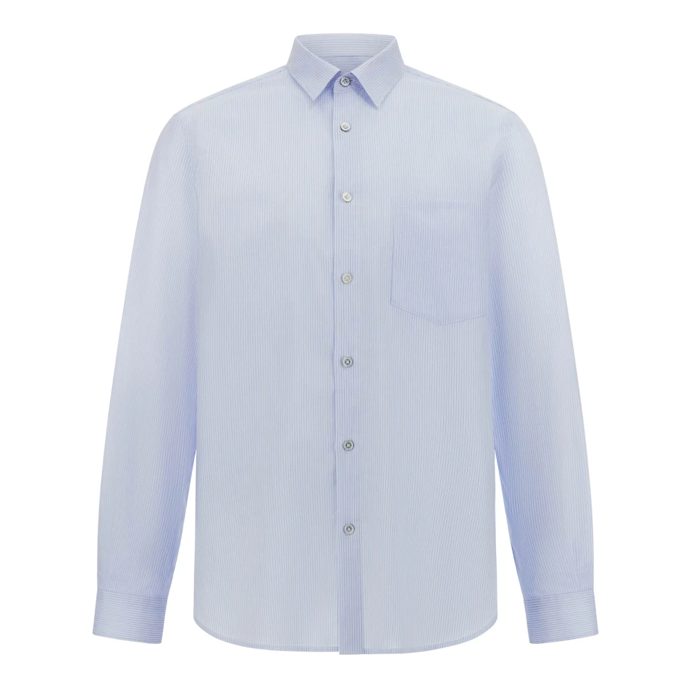 Boggi Milano Regular gestreept overhemd van poplin katoen Blue Heren