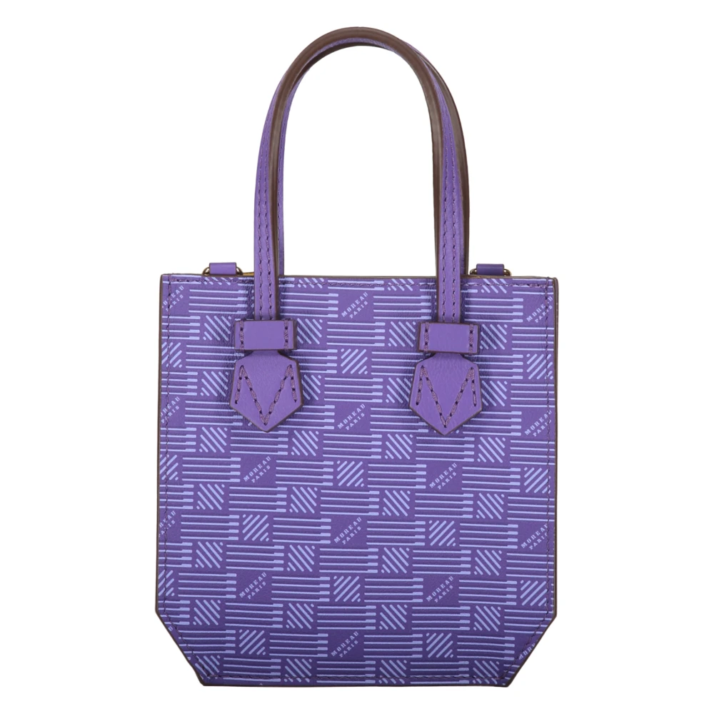 Moreau Paris Korrelig leren schoudertas met logo Purple Dames