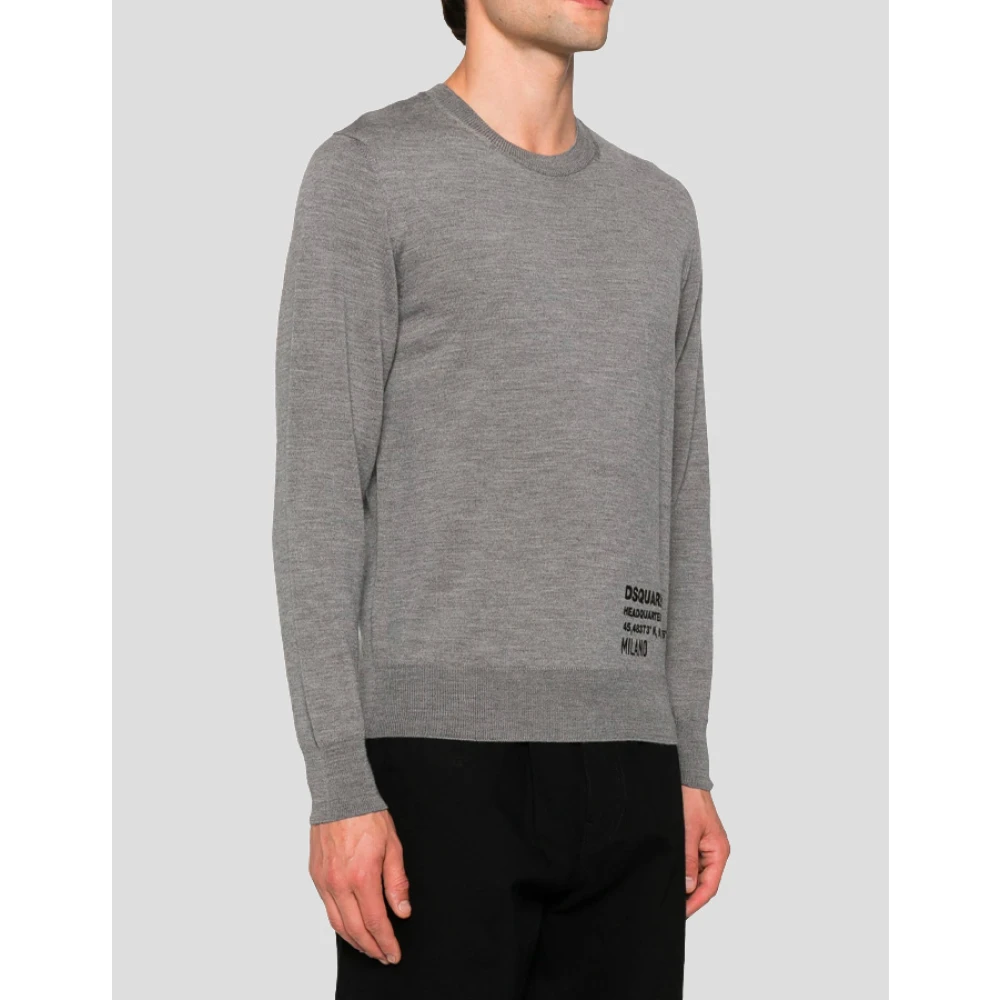 Dsquared2 Grijze Gebreide Crewneck Trui Gray Heren