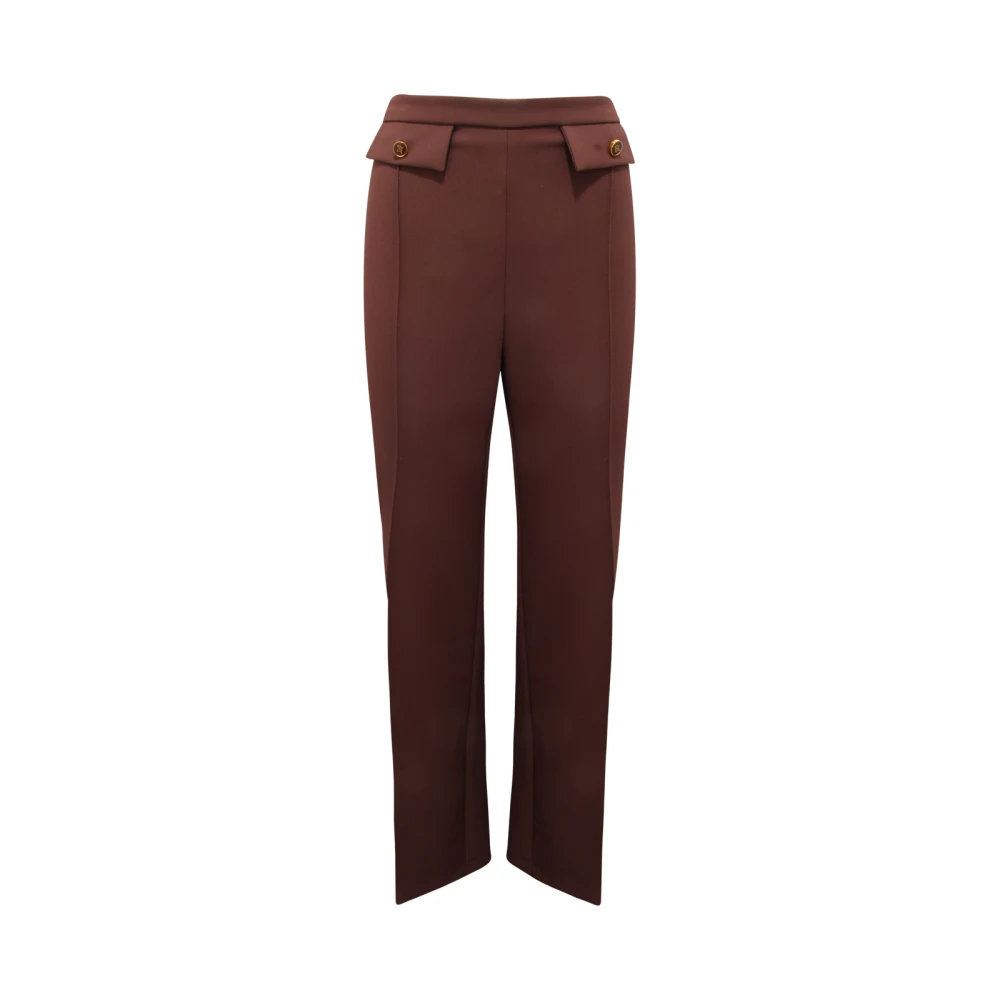Elisabetta Franchi Women's Brown Pa-121-56E2 Palazzo Trousers - Straight Trousers - L - Trousers