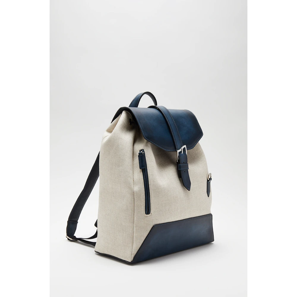 Biagini Handgeschilderde leren en canvas rugzak Multicolor Heren