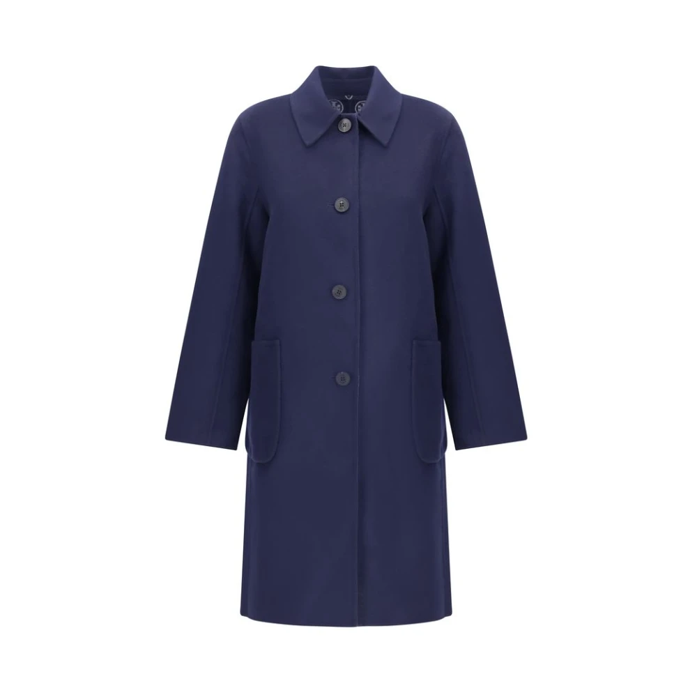 Tory Burch Women's Blue Single-Breasted Coats, M, Reversible Coat