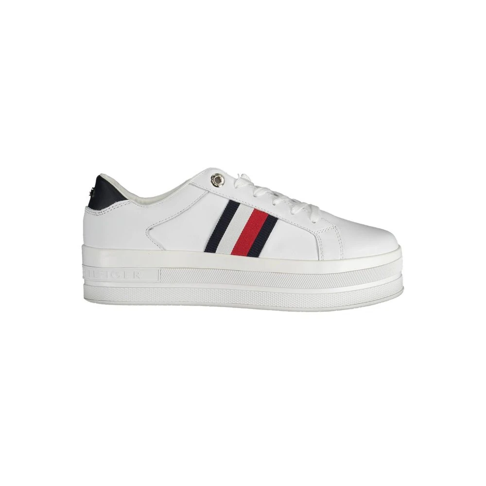 Tommy Hilfiger Women's White Polyester Sneaker With Contrasting Details