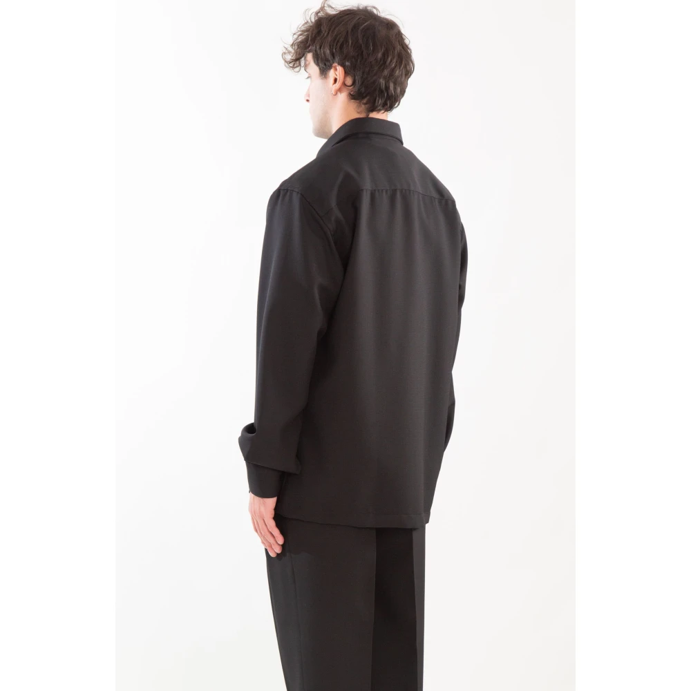 Costumein Verfijnde wollen overshirt in Etienne stijl Black Heren
