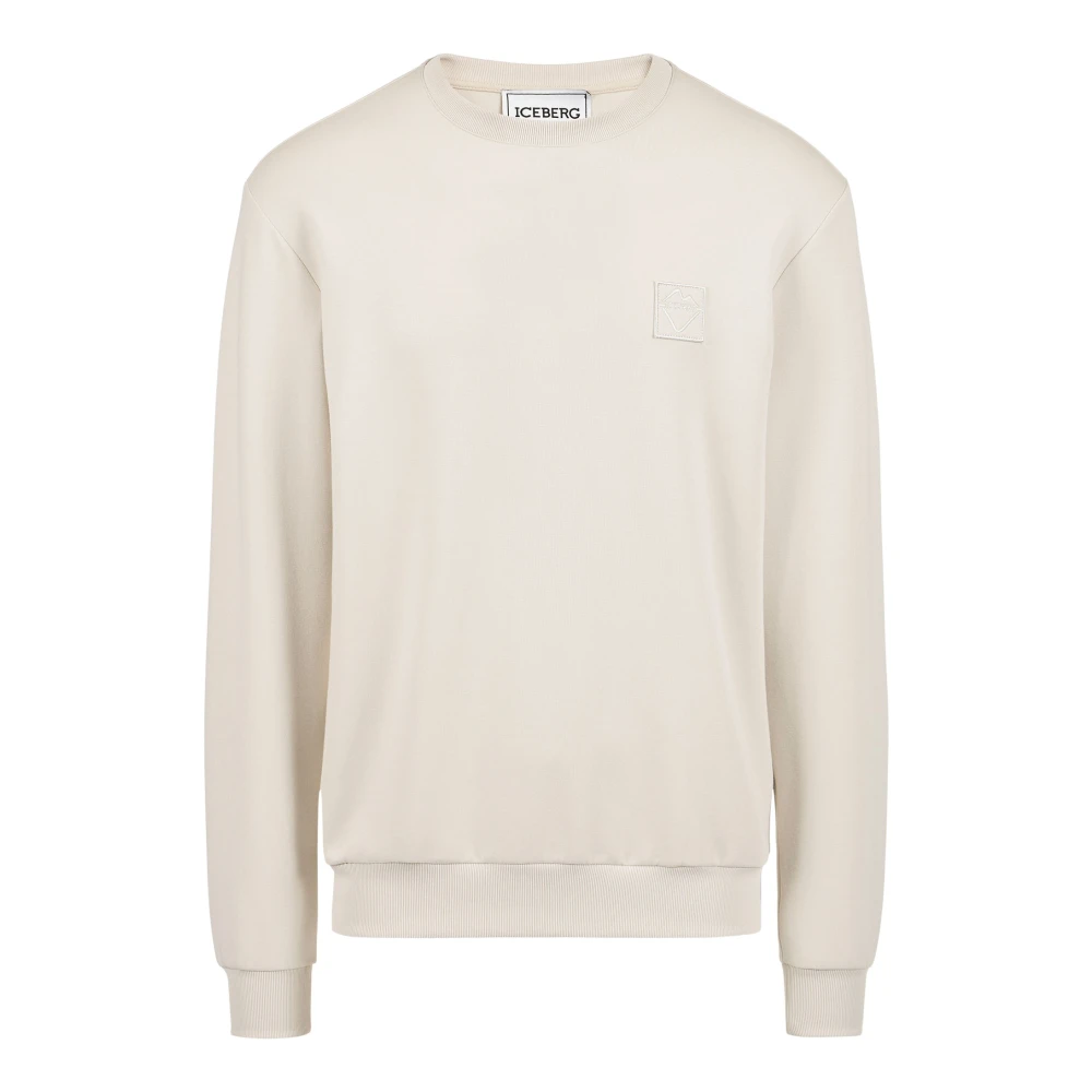 Iceberg Poeder witte crewneck sweatshirt van scuba stof en logo Beige Heren