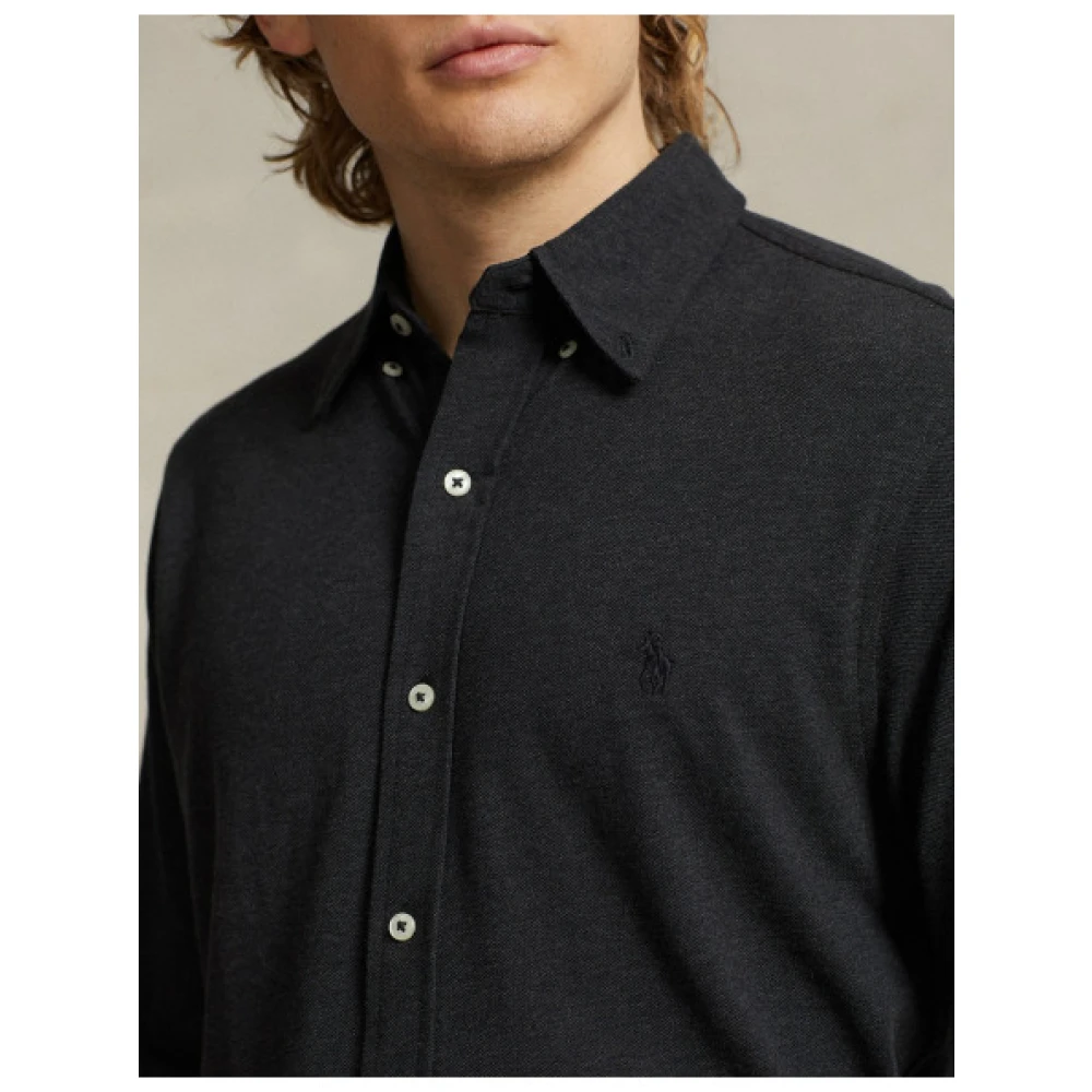 Polo Ralph Lauren Klassieke Katoenen Piqué Overhemd Black Heren