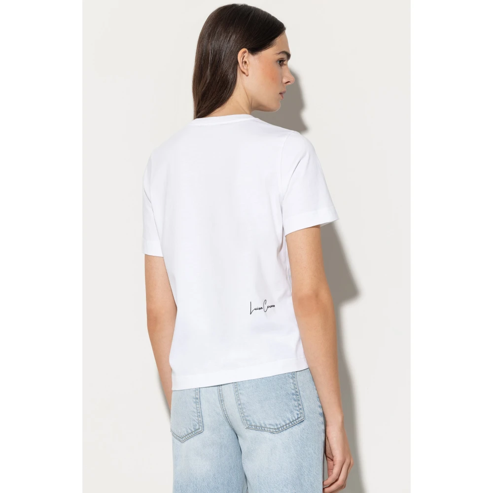 LUISA CERANO Abstract Print T-Shirt Multi Kleur White Dames
