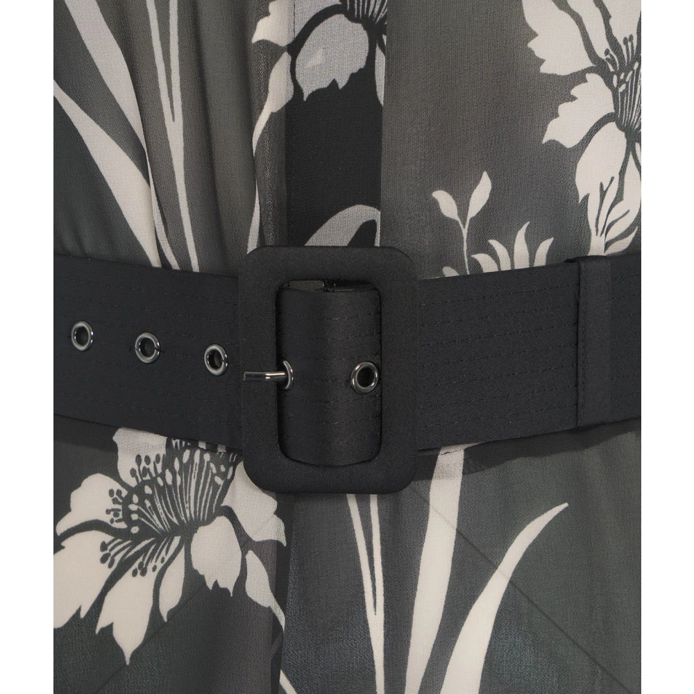 Guess Zwarte Bloemen Midi Jurk Elegante Stijl Black Dames
