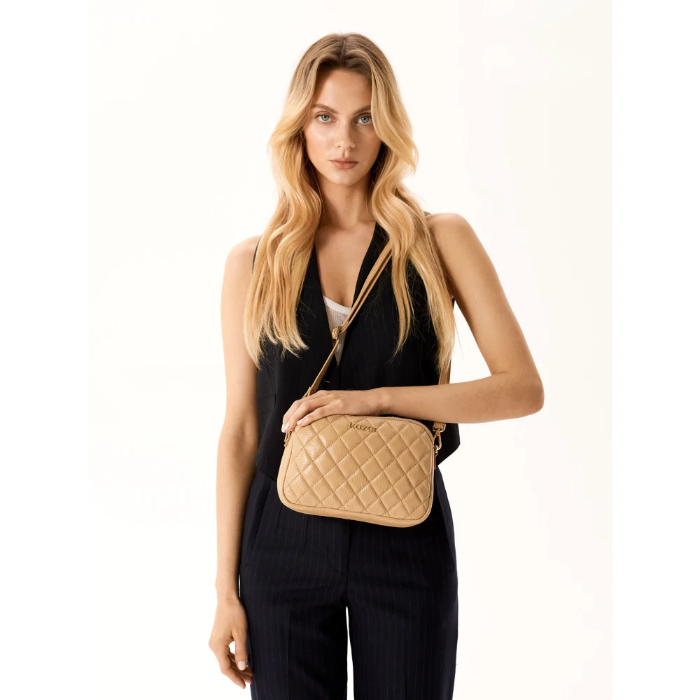 Kazar Leren 3-kamer tas aan riem Beige Dames