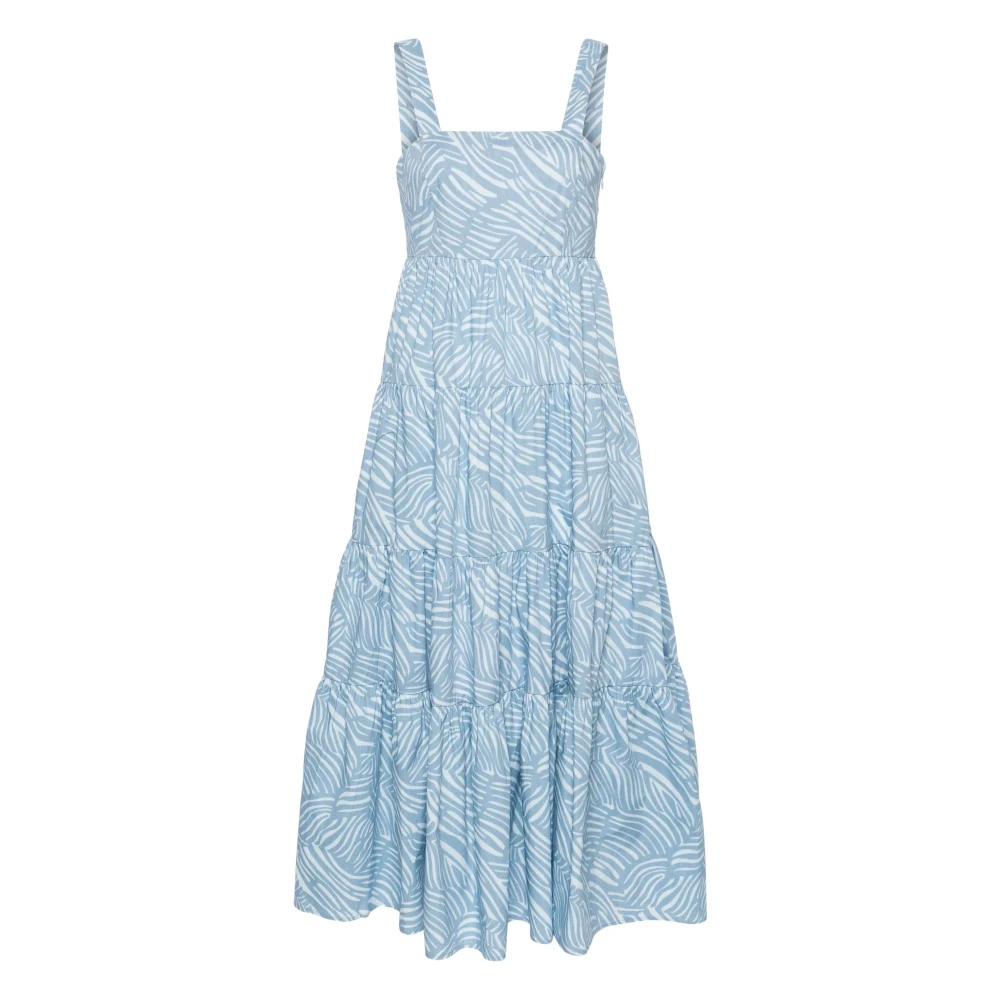Michael Kors Women's Blue Midi Dresses, Xs, Zebra Tiered Midi Dress