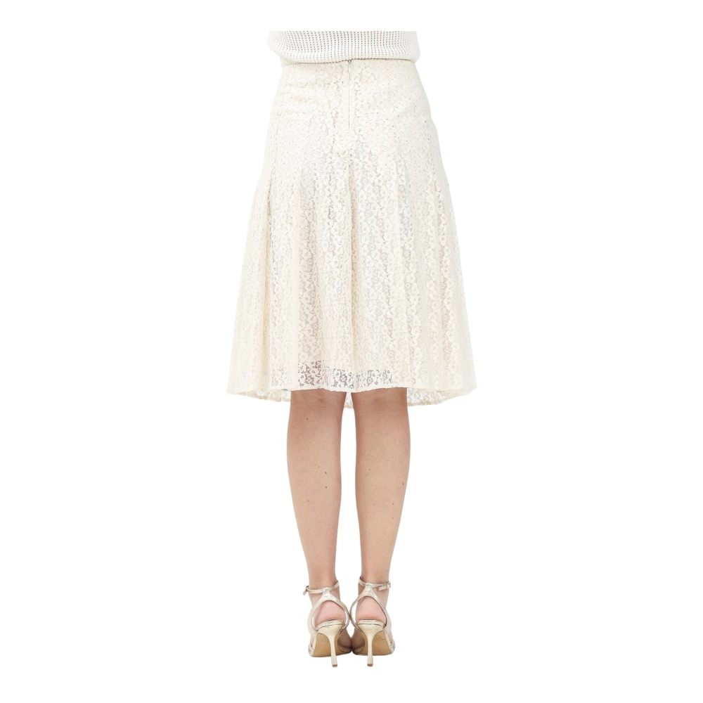 Max Mara Elegante Ivoor Kant Midi Rok Beige Dames